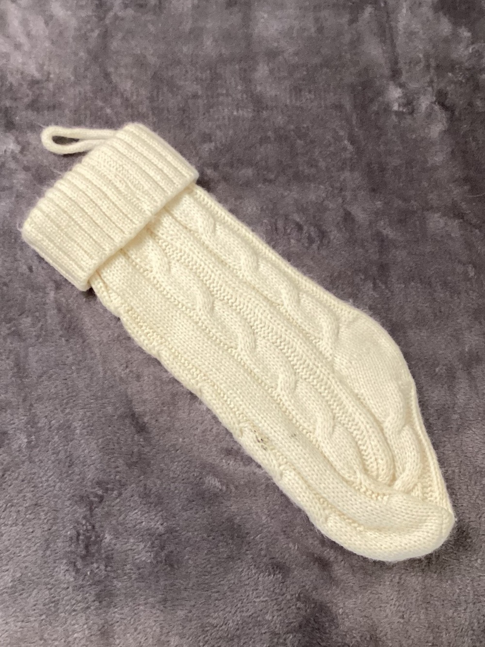 Cable Knit Cream Holiday Stocking - Picture 2 of 4